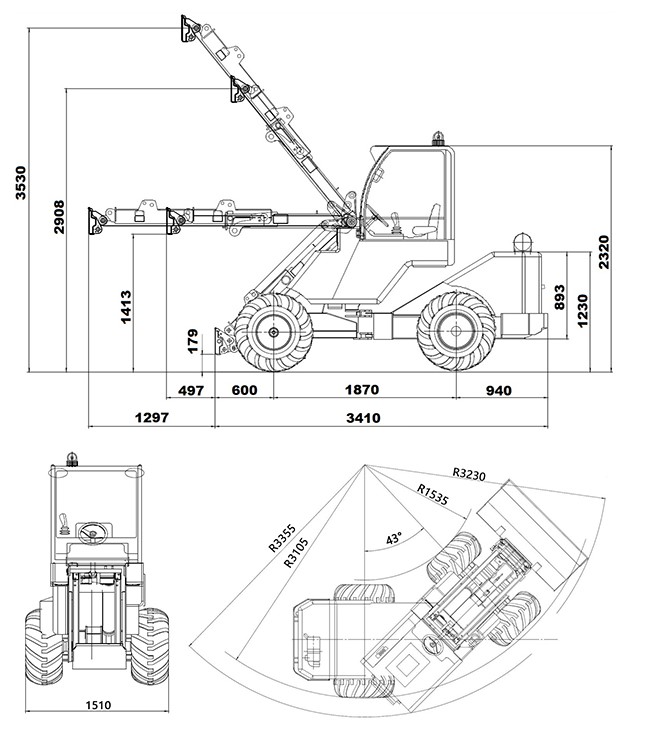 картинка шарнирно-сочлененный минипогрузчик taian dy1150 от магазина Robots Online